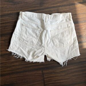 Agolde Parker White Jean Shorts Distressed Frayed Hem